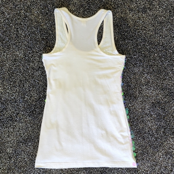 Studio Y Women's Small White Sequin Tank Top Sleeveless Racerback Party Blouse S - Picture 5 of 5
